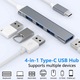 Hub USB C 4-Port, extensie USB 3.0, compatibilitate larga, portabil, aluminiu