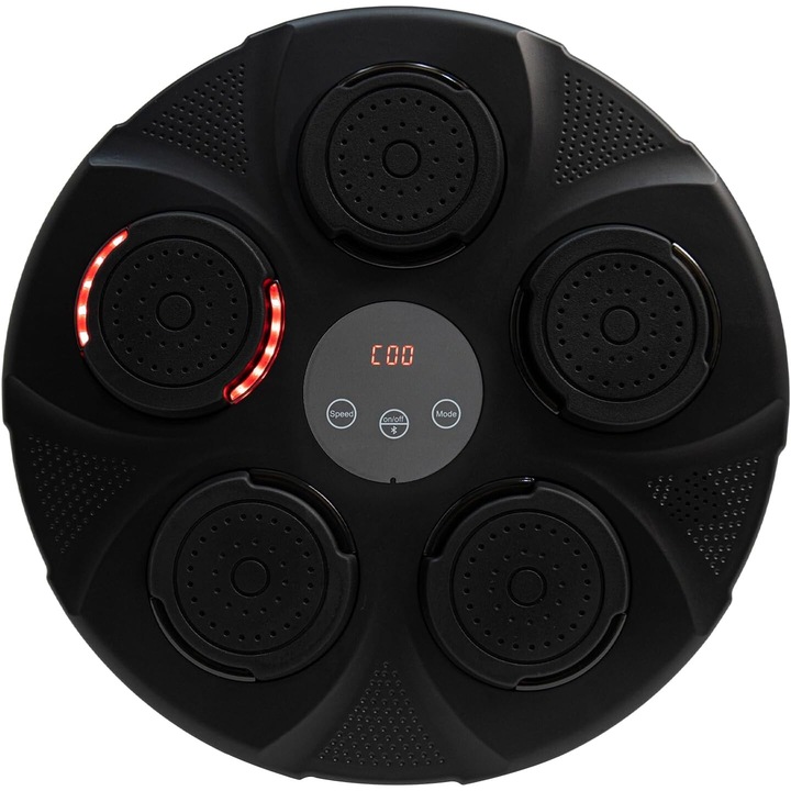 Bokszcéltábla, Hangszóró, Sportoláshoz és Fitnesshez, Bluetooth, Az ütési terület LED-es világítása, Falra szerelhető, USB