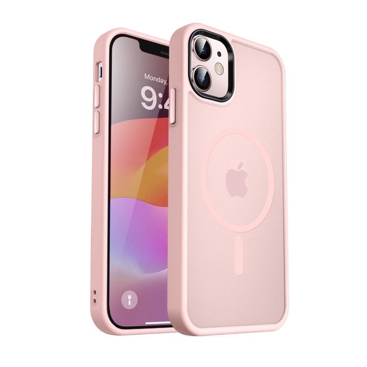 Husa Premium Antisoc cu finisaj mat, Bumper Magsafe, compatibila cu iPhone 16 Plus / Roz