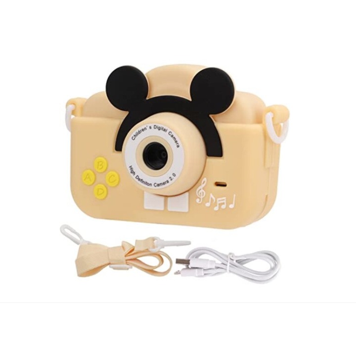 Camera foto pentru copii Dalys®, ecran HD IPS, puzzle, jocuri, Galben