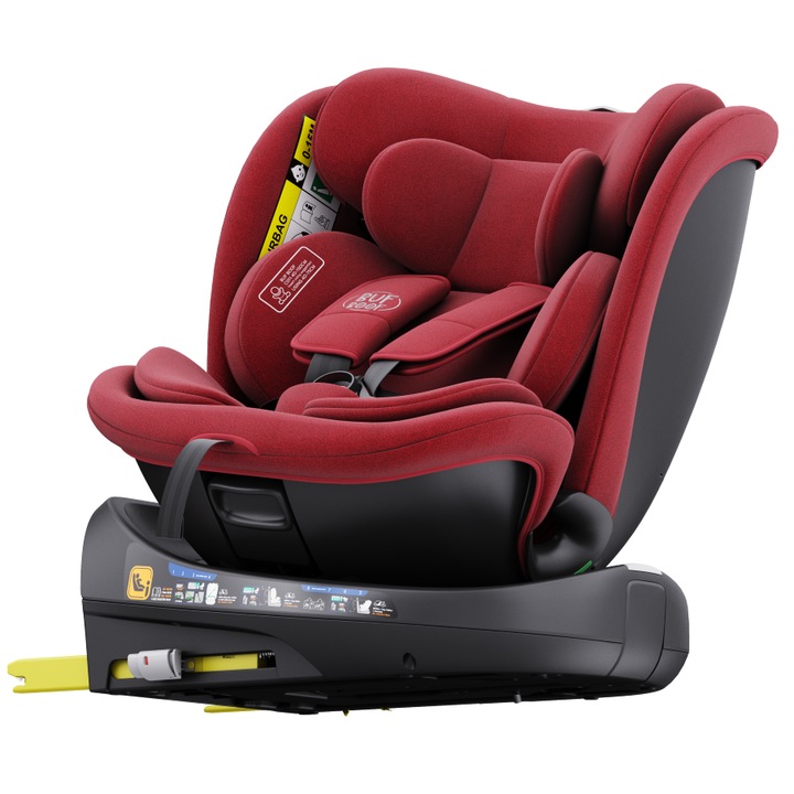 Столче за кола B-Joy DELUXE BUF BOOF iSIZE Red с Isofix позиция за сън 165 градуса въртяща се на 360 градуса 40-150 см