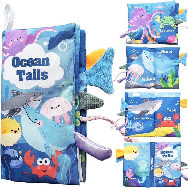 Carte interactiva pentru bebelusi ANGSKALSA, 3D cu 8 texturi, culori vii, 0-12 luni