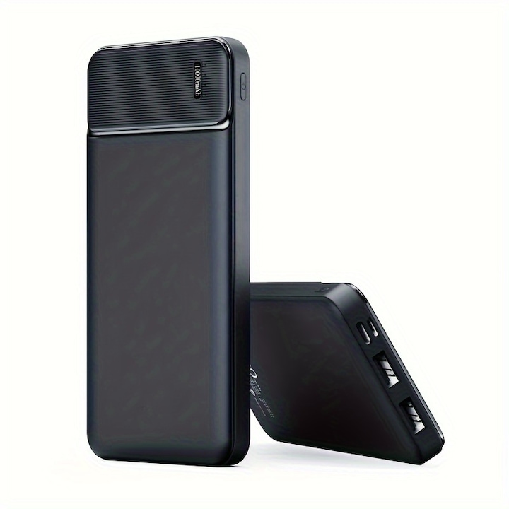 Power Bank 10000mAh, бързо зареждане, преносим, черен