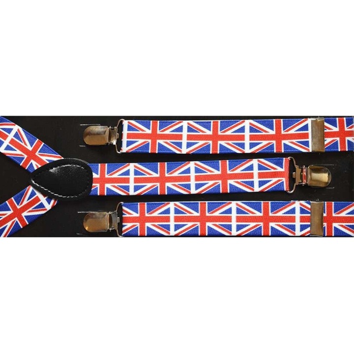 Унисекс тиранти, модел Y, метални закопчалки, 25 mm, UK печат, многоцветни