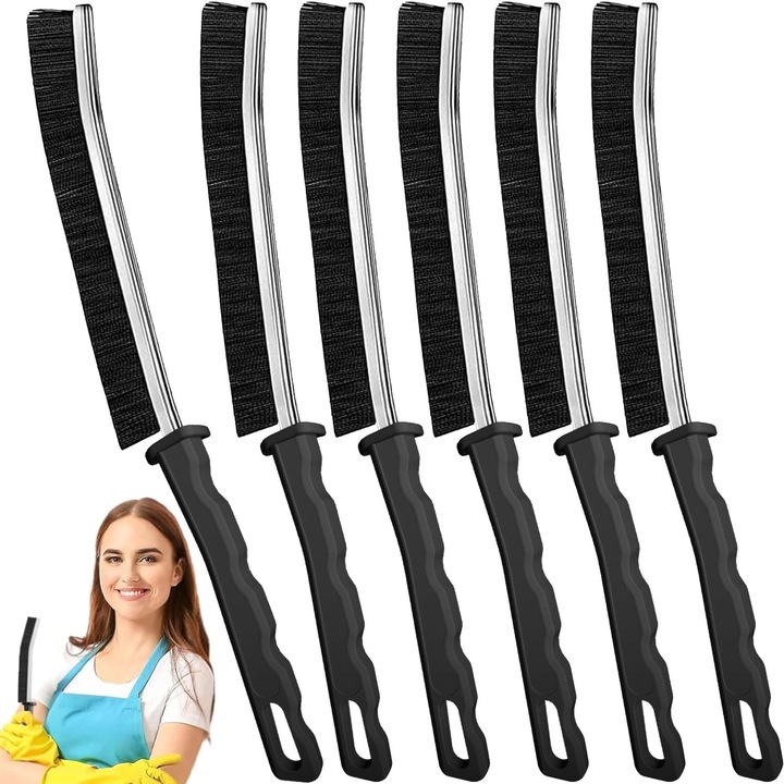 Set 6 perii de curatare pentru locuri inguste, KUNSANM, multifunctionale, plastic/otel inoxidabil