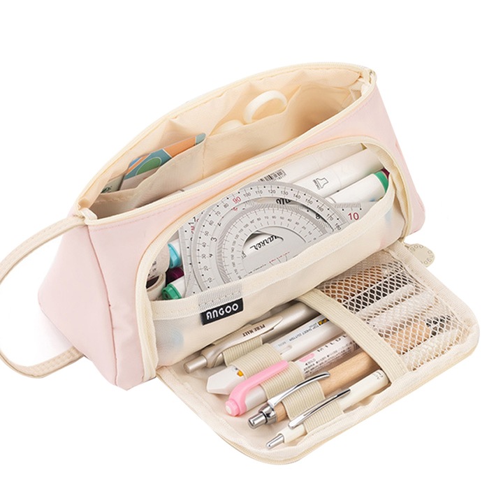 Többfunkciós cipzáras tárolótáska, nagy kapacitású, iskolába