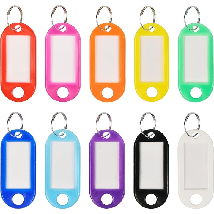 10 db-os kulcstartó készlet címkékkel, KUNSANM, sokszínű, műanyag, könnyen használható