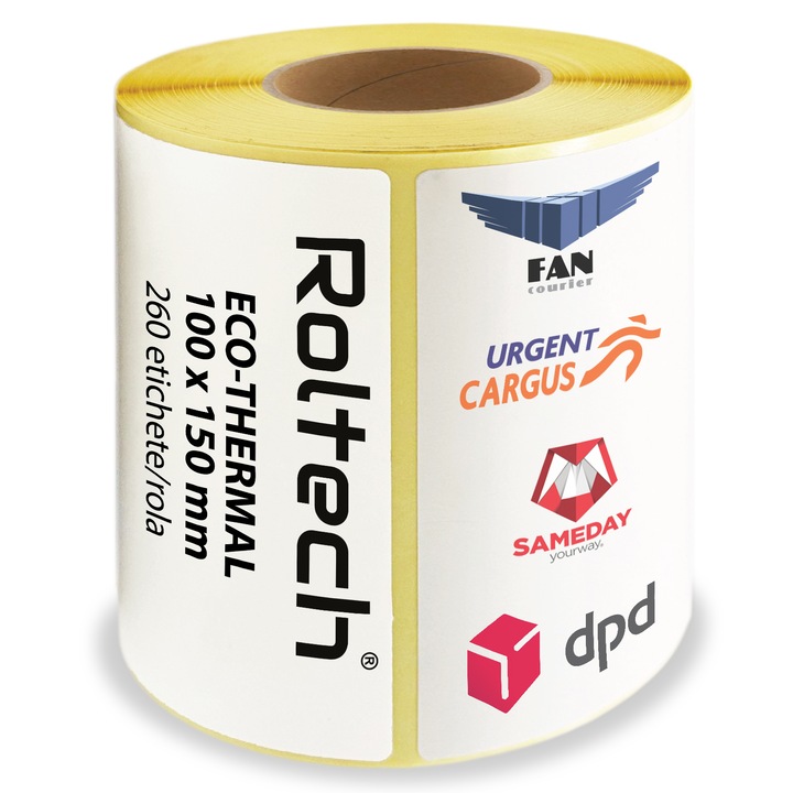 Termikus címketekercs AWB-hez, 100x150mm, A6 formátum, 260 címke/tekercs, fehér, ROLTECH