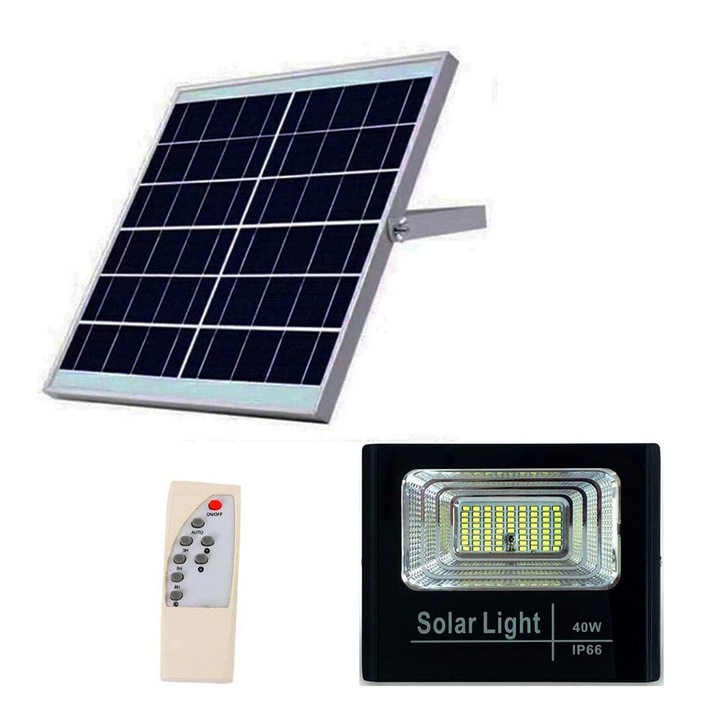 LED проектор със соларен панел, дистанционно управление, 40W