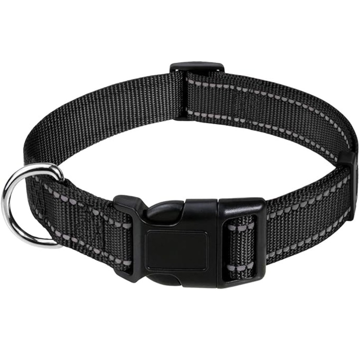 Fényvisszaverő kutyanyakörv, állítható 20-30 cm, XS méret, fekete szín