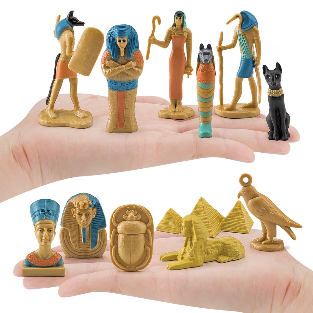 Set 12 Figurine Miniature Egipt Antic, Cozevdnt, PVC, 10 x 6 x 3