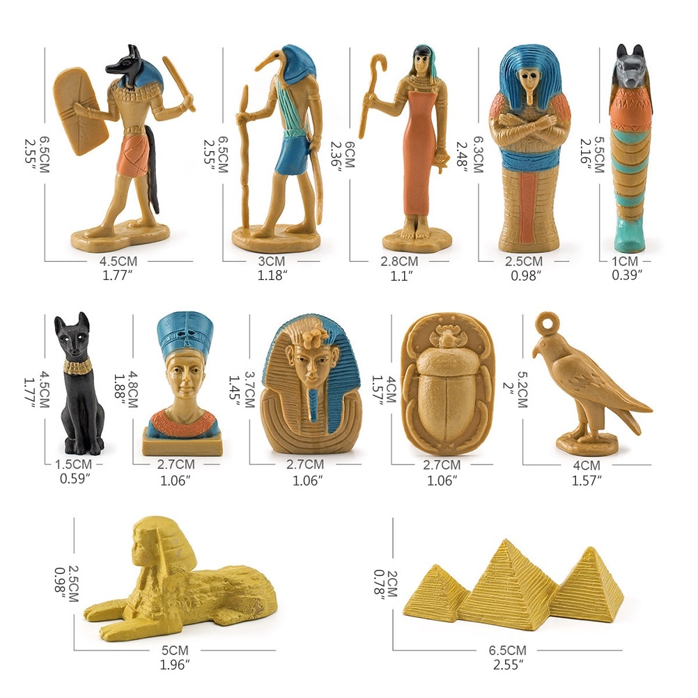 Set 12 Figurine Miniature Egipt Antic, Cozevdnt, PVC, 10 x 6 x 3
