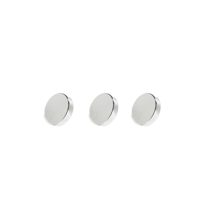 Set 3 bucati magneti rotund foarte puternici, gri, disc, simplu, 15 mm X 2 mm, dalimag