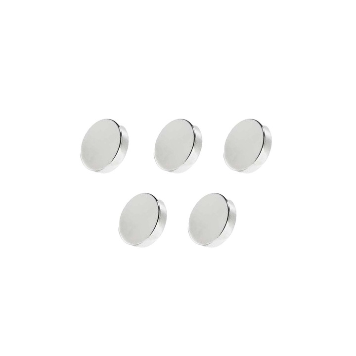 Set 5 magneti foarte puternici, gri, disc, simplu, pentru diferite activitati, 5 mm X 2 mm, dalimag