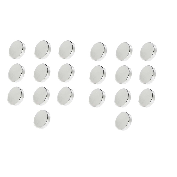 Set 20 magneti foarte puternici, gri, disc, simplu, pentru diferite activitati, 10 mm X 5 mm, dalimag