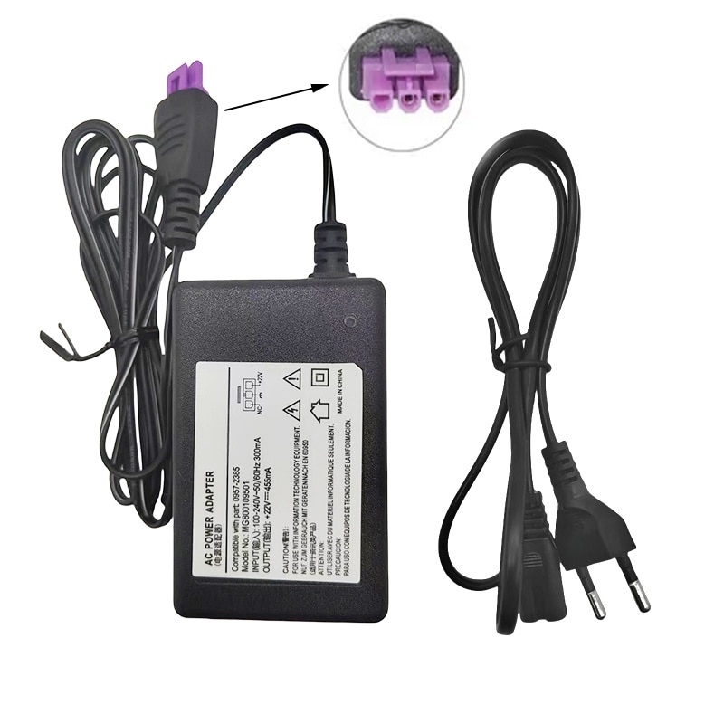 PKPOWER 22V 455MA AC DC Adaptador Para HP Deskjet Ink Advantage 1515 1516 2545 2546 Impresora Todo En Uno 22VDC Fuente De Alimentación Cable Cargador PSU - Foto 8