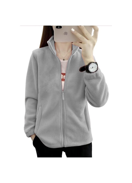 Női tréningruha, Arina, Magas gallér, Melegen tartás, Szürke