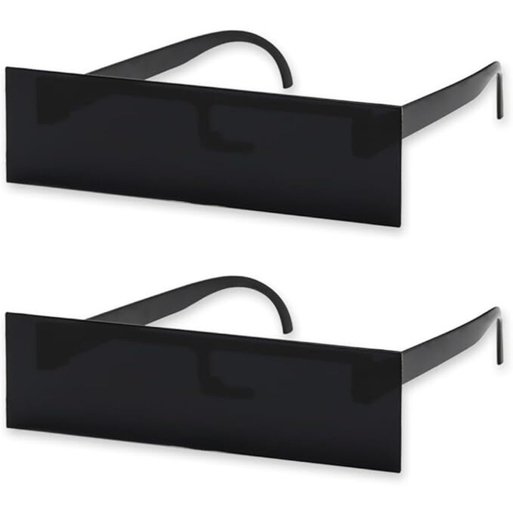 Комплект от 2 ретро пикселизирани очила, дълга мозайка, черни, 17.2x5см