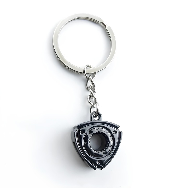 Breloc Motor Rotativ, Chei Auto / Moto / Casa / Garaj, Metalic, Gri Inchis