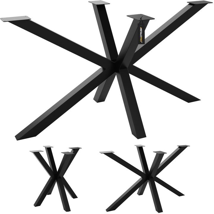 Picioare de masa din metal, picioare de birou din otel pentru sarcini grele, picioare de masa negre, protectie pentru podea, cadru de masa durabil pentru masa de cafea moderna, masa de sufragerie - 160cm