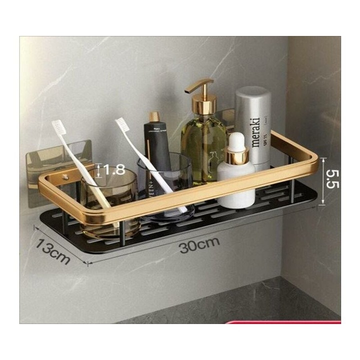 Raft de perete din aluminiu, AMRINUGL, finisaj auriu, dispenser prosoape de hartie, design elegant