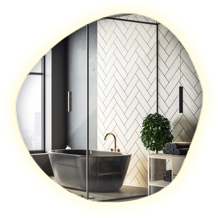 Oglinda LED, Decormat, Rece (6500 K), 97x96 cm, de perete, 010390550201300000000