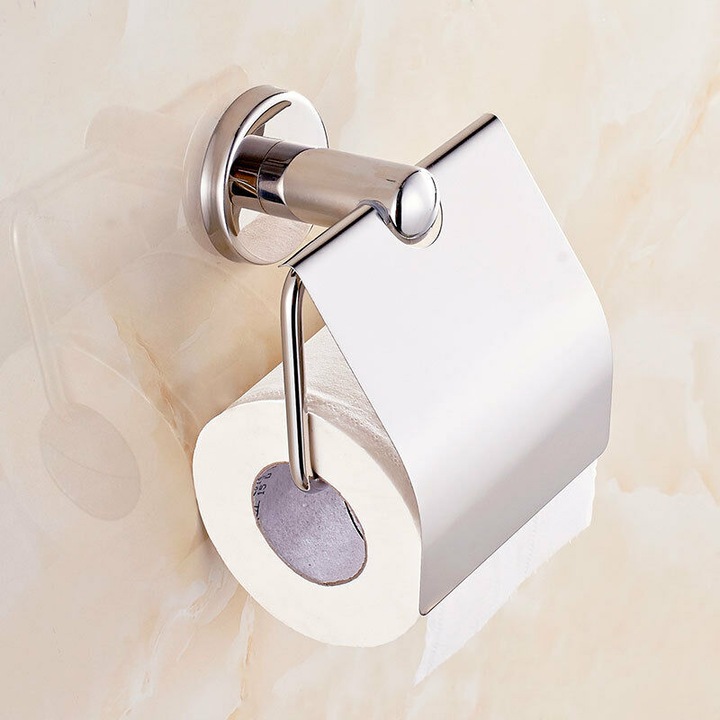 WC papír tartó, Enforose, szálcsiszolt rozsdamentes acél, rejtett rögzítés, akác szín