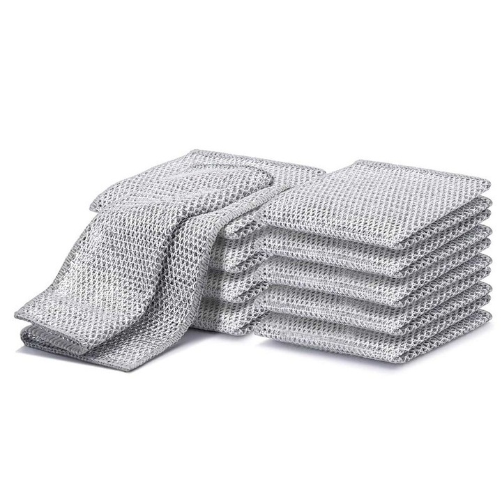 Set 10 lavete din microfibra cu doua straturi, anti-zgarieturi, 20x20cm, pentru vase si suprafete de bucatarie