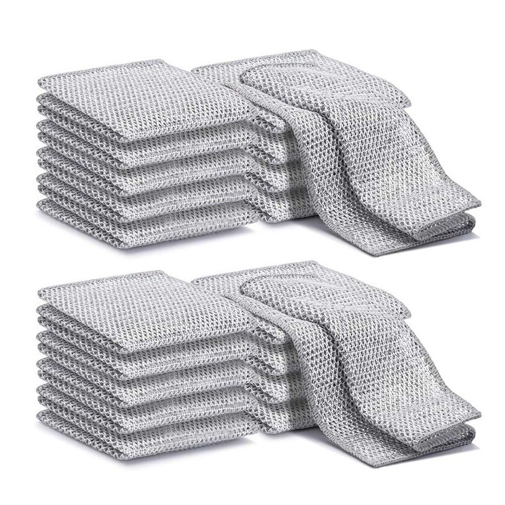 Set 20 bucati lavete din microfibra cu doua straturi, anti-zgarieturi, 20x20cm