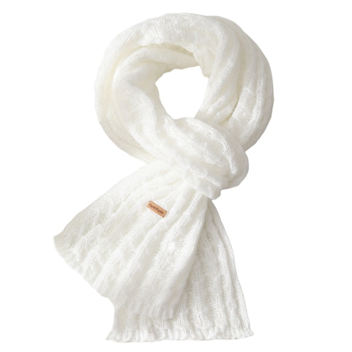 Női kötött sál, piros, 175cmx20cm, téli meleg, egyszerű design