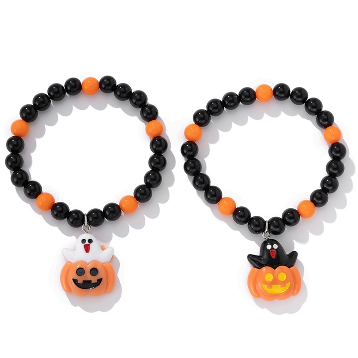 Set bratari Halloween, aliaj, negru-portocaliu, 18 cm