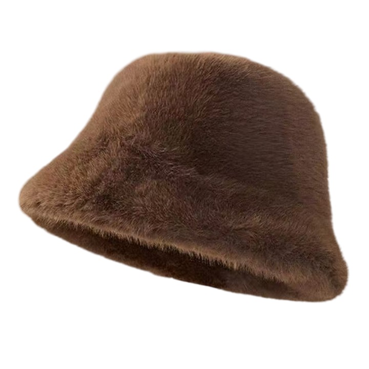 Caciula dama, Blana artificiala, 55-59 cm, Maro