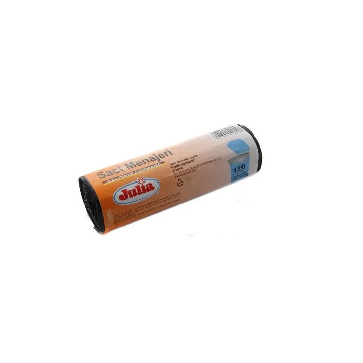 Saci Menajeri / Gunoi cu toarta, Capacitate 120L, 10 Buc/Rola, Negru, Rezistenti, 24 role/bax