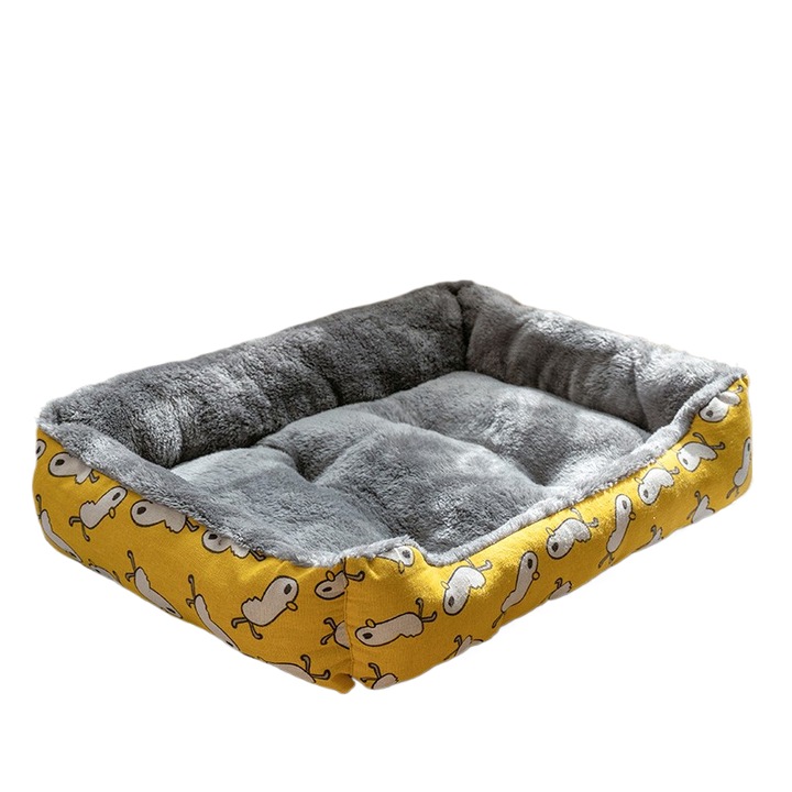 Canapea pentru caini, bumbac, galben, 50x40x15cm