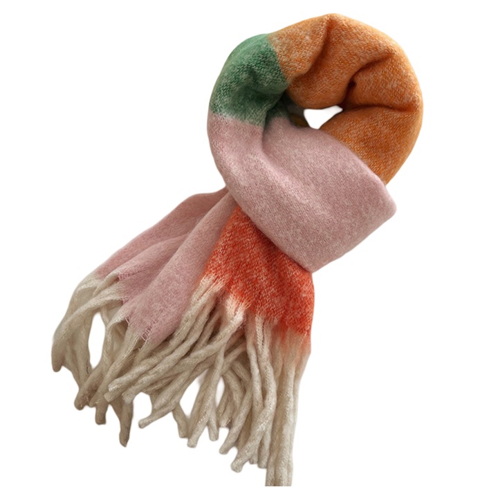 Esarfa de iarna pentru femei, lunga, groasa, multicolora, 70x200cm