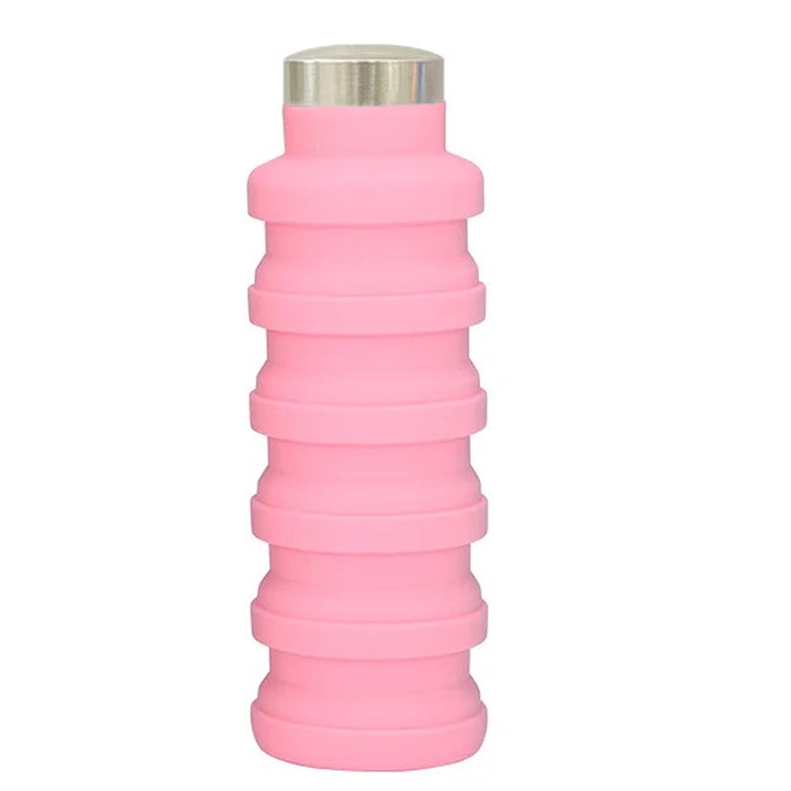Összecsukható vizespalack, Enforose, rózsaszín, kempingezéshez