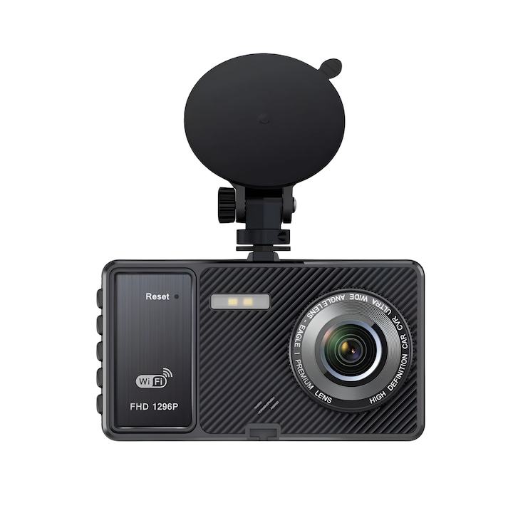 Видеорегистратор CamGuard Pro Vichema Car Camera, HD 1080P, 170° ъгъл Auto DVR задна камера, 4 инча IPS Dash Cam с WIFI, нощно виждане, светодиоди, черен