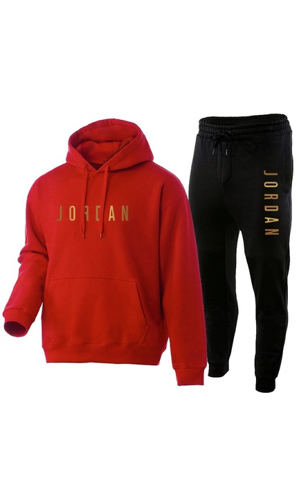 Sport melegítő szett, Jordan, 2 db, Piros+Fekete, XXL