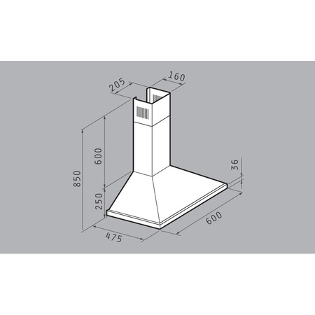 Hota decorativa Pyramis SQUARE CHIMNEY NNSU, putere de absorbtie 336mc/h, 1 motor, 60cm, Inox