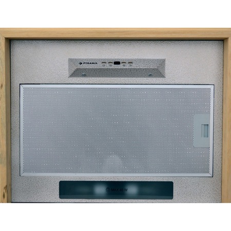 Hota decorativa rustica Pyramis COUNTRY GD, putere de absorbtie 370mc/h, 1 motor, 60cm, Crem cu lemn natur