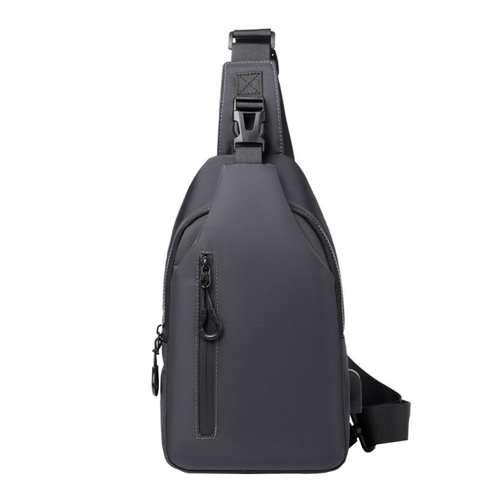 Messenger táska, BGHYHYHI, eco-bőr, 30 x 17 x 6,5 cm, szürke