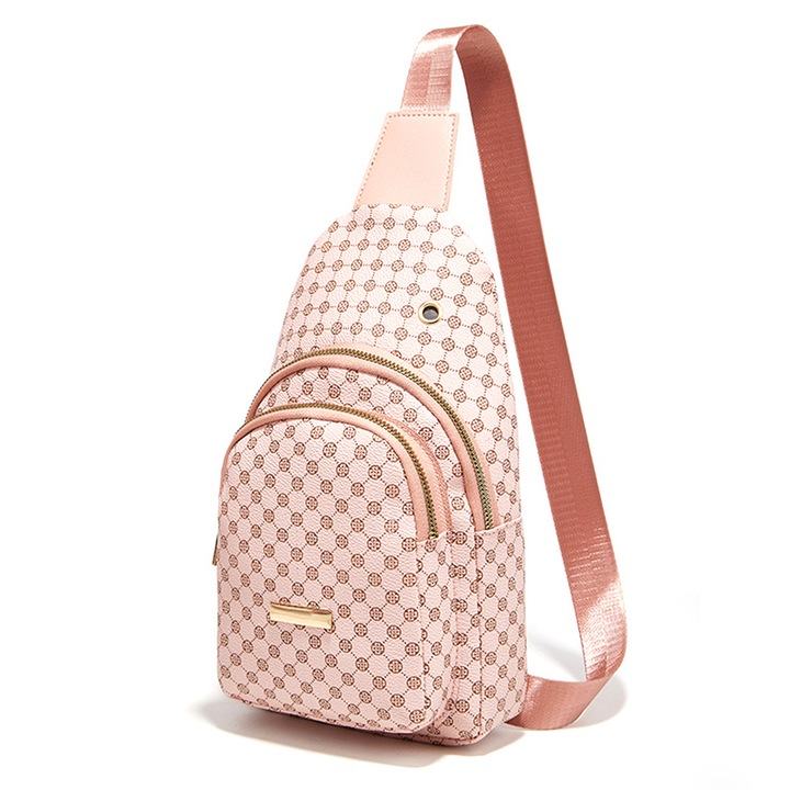 Női válltáska, Jormftte, leopárd mintás, fekete, rózsaszín, barna, 16x9x29cm, 1 darabos szett