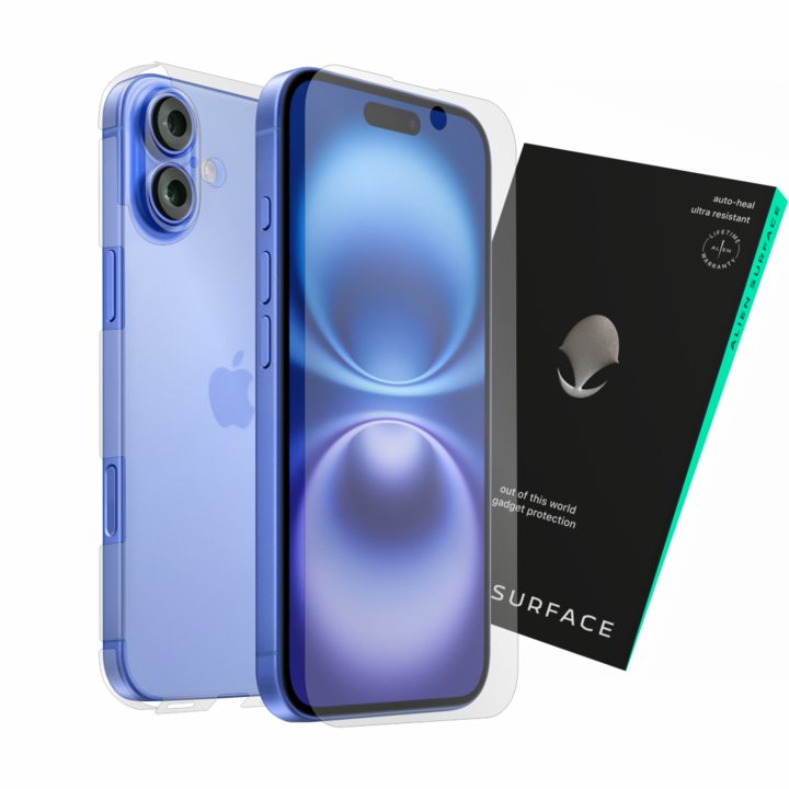 Защитно фолио, съвместимо с Apple iPhone 16 Plus, капак екран, гръб, страни и камера, Alien Surface