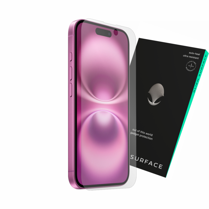 Apple iPhone 16 védőfólia, tokkal kompatibilis képernyővédő, Alien Surface
