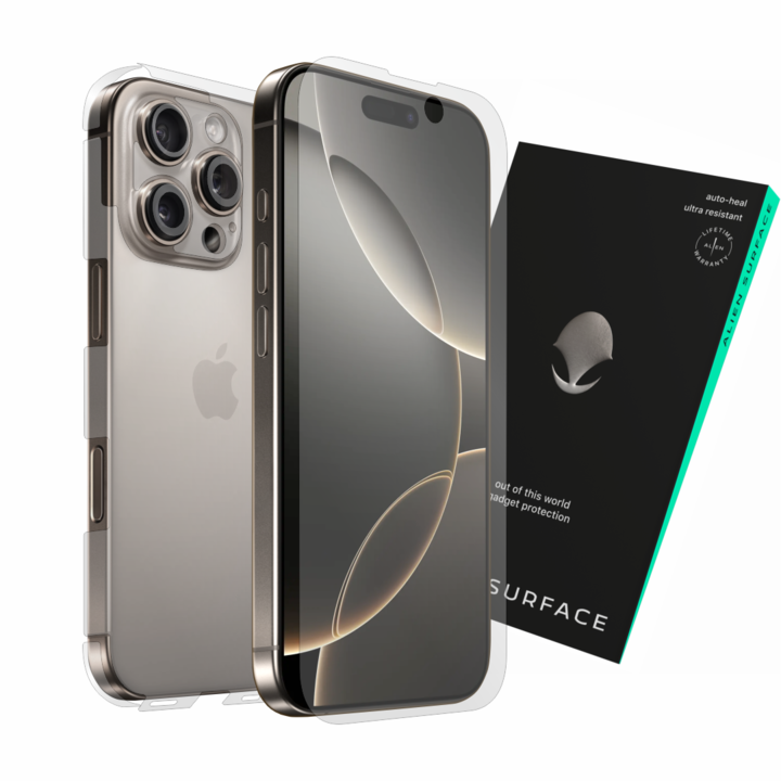 Védőfólia, kompatibilis az Apple iPhone 16 Pro készülékkel, fedőlap, hátlap, oldalak és kamera, Alien Surface