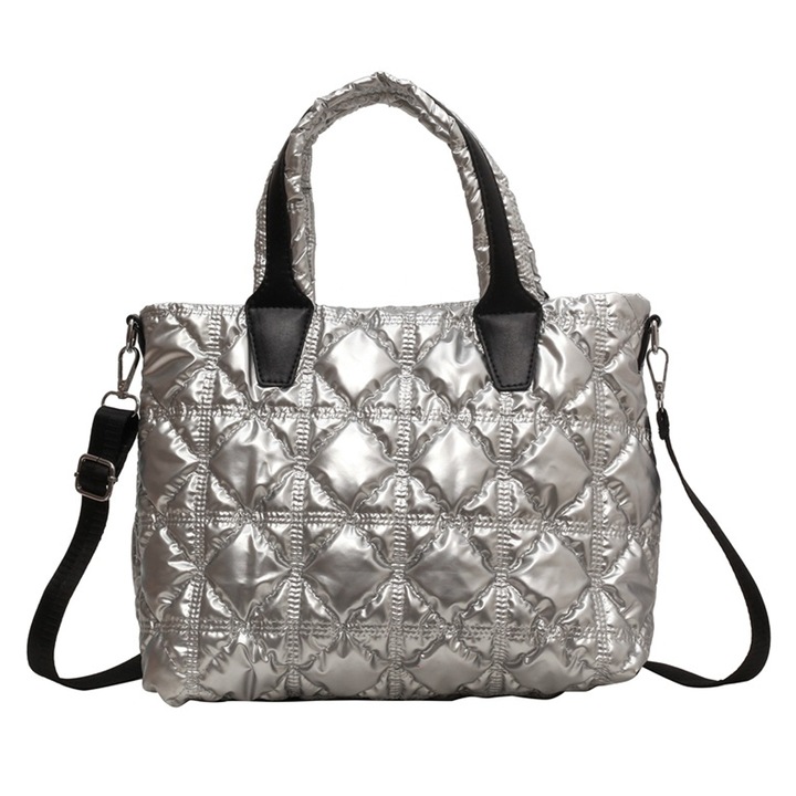 Jormftte női válltáska, puffer modell, fekete, 32x14x25cm, vízálló, állítható pánttal