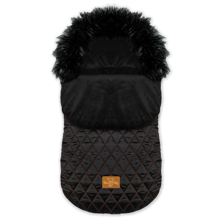 Sac de iarna pentru carucior, 0-16 kg, Husa picioare, universala, cu blanita detasabila, 85x40 cm, Negru matlasat IV