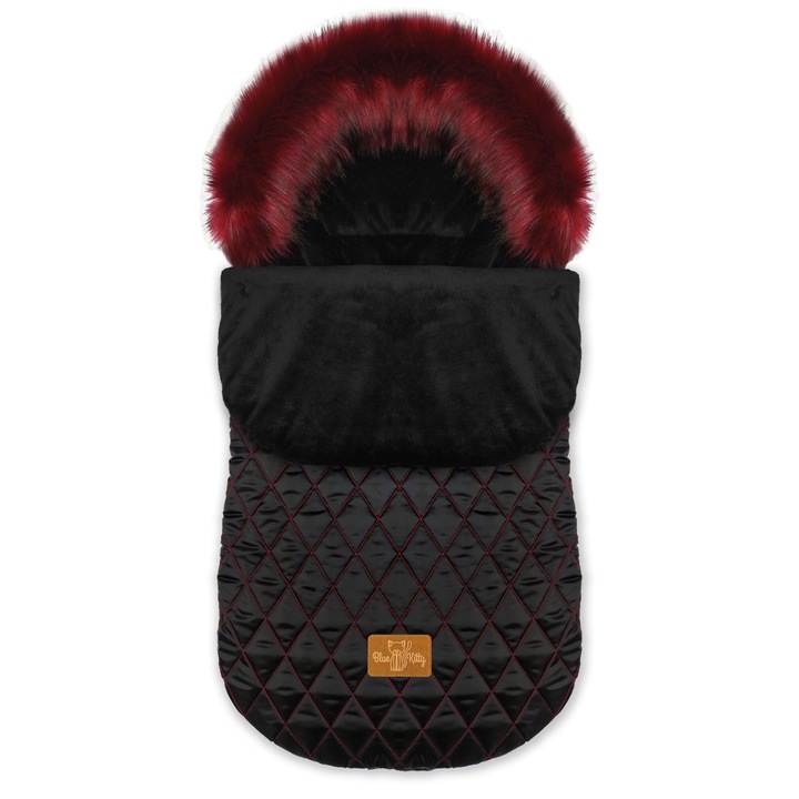 Sac de iarna pentru carucior, 0-16 kg, Husa picioare, universala, cu blanita detasabila, 85x40 cm, Negru matlasat