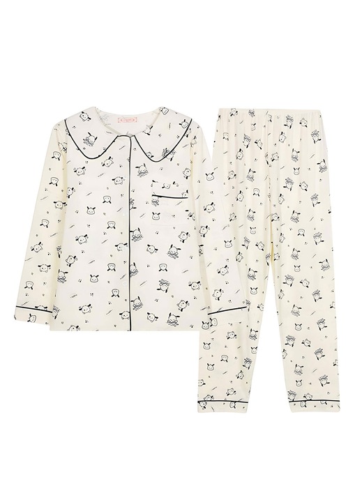 Jormftte pizsama szett, gombos, fehér, poliészter