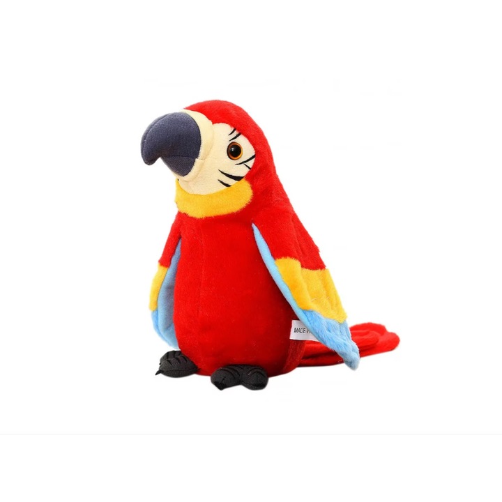 Jucarie interactiva, papagal vorbitor Dalys® care repeta tot ce aude, isi misca aripile si corpul, Rosu